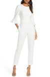 Black Halo Brooklyn 3/4-bell-sleeve Jumpsuit In White