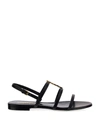 Saint Laurent Black Leather New Cassandra Sandals
