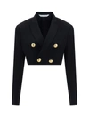 Palm Angels Double-breasted Cropped Blazer With Gold Button Accents In Black