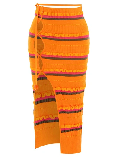 Jacquemus La Jupe Maille Concha Midi Skirt In Orange