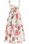 DOLCE & GABBANA DOLCE & GABBANA CARNATION PRINT COTTON MIDI DRESS