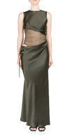 Christopher Esber Verdant Falls Sheer Torso Cutout Draped Maxi Dress