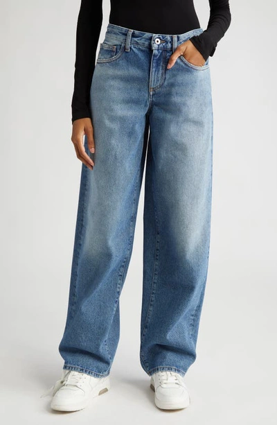 Off-white Blue High Waist Wide-leg Jeans
