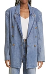 Zimmermann Luminosity Double Breasted Nonstretch Denim Blazer In Briny Blue