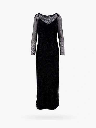 Max Mara Caracas Embroidered Mesh Dress With Crystal In Black
