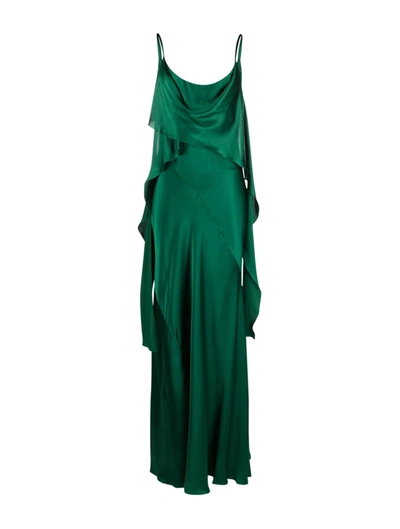 Alberta Ferretti Draped Sleeveless Evening Dress In Green
