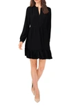 Vince Camuto Ruffle Hem Long Sleeve Dress In Rich Black