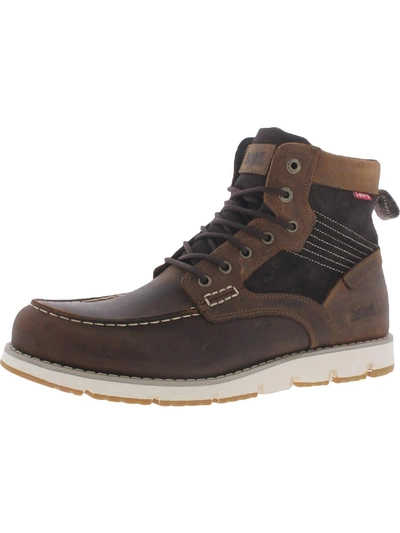 Levi's Dawson 2.0 Mens Leather Round Toe Ankle Boots In Brown