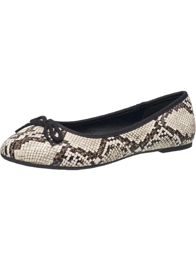 French Connection Diana Womens Faux Leather Snake Print Ballet Flats In Black