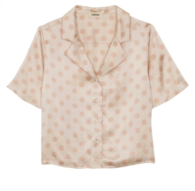 L AGENCE THEO CROP BLOUSE IN BEIGE