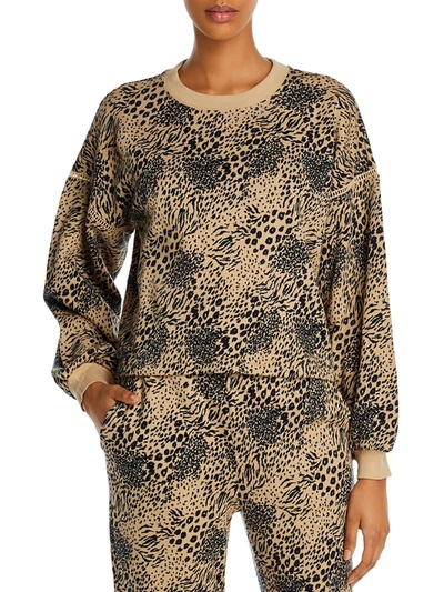 Joie Jeyne Womens Leopard Terry Cloth Crewneck Sweatshirt In Grey