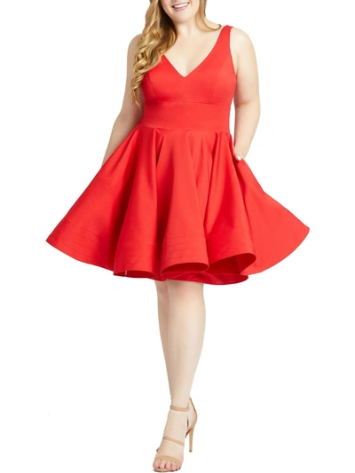 Mac Duggal Womens Cocktail Short Fit & Flare Dress In Red