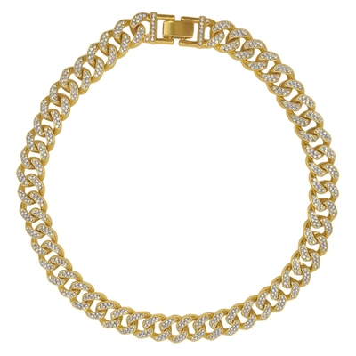 Adornia Women's Gold-tone Plated Crystal Thick Cuban Curb Chain Necklace In Yellow