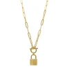 Adornia 14k Gold Plated Water Resistant Paper Clip Chain Lock Toggle Necklace In Gold