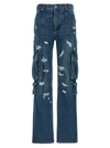 DOLCE & GABBANA USED EFFECT CARGO JEANS BLUE