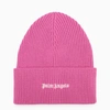 Palm Angels Classic Logo Ribbed Beanie In Pink