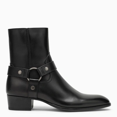 Saint Laurent Wyatt 40 Harness Boot In Black