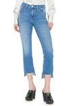Frame Le Crop Mini Boot Stagger Raw Hem Crop Bootcut Jeans In Drizzle Rips Chew