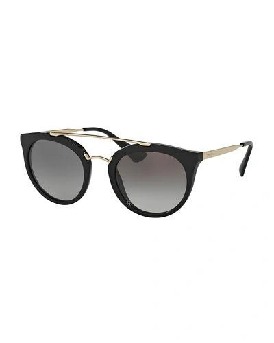 Prada Phantos Cinema Sunglasses, Black In Black Frames/grey Lenses