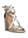 DIANE VON FURSTENBERG Calabar Lace-Up Metallic Leather Block-Heel Sandals,0400094025455