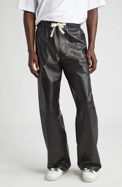 Palm Angels Logo-print Leather Track Pants In Black