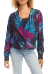 Karen Kane Palm Drape Front Top In Print