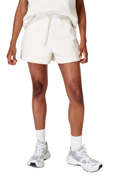Sweaty Betty Revive Tie Waist Cotton Blend Shorts In Lily White