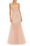 Mac Duggal Corset Detailed Embellished Gown In Pink