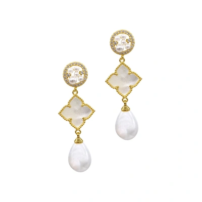 Adornia 3-tiere Flower White Mother Of Pearl Dangle Earrings