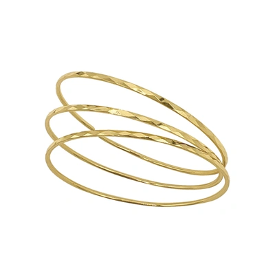 Adornia Set Of 3 Hammered 14k Gold Plated Bangle Bracelets