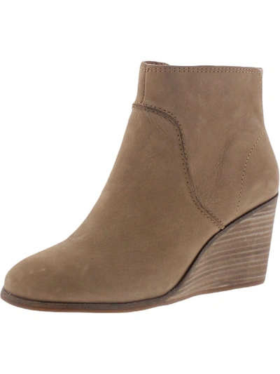 Lucky Brand Zanta Womens Nubuck Wedge Ankle Boots In Brown