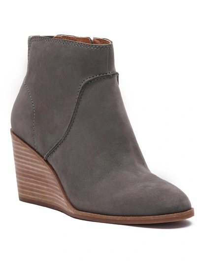 Lucky Brand Womens Leather Pointed Toe Ankle Boots In Grey