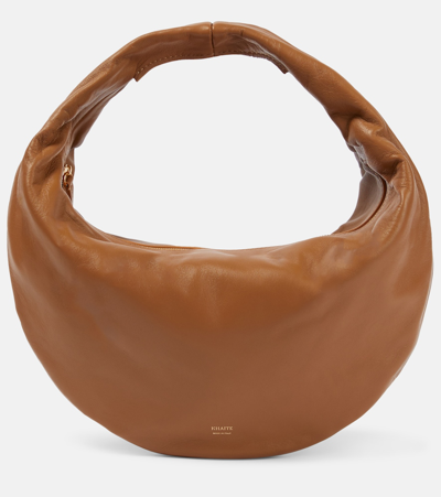 Khaite Olivia Medium Leather Shoulder Bag In Beige
