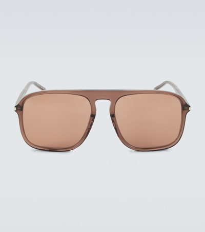 Saint Laurent Sl 590 Aviator Sunglasses In Brown