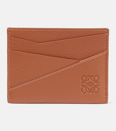 Loewe Puzzle Pochette Leather Card Holder In Beige