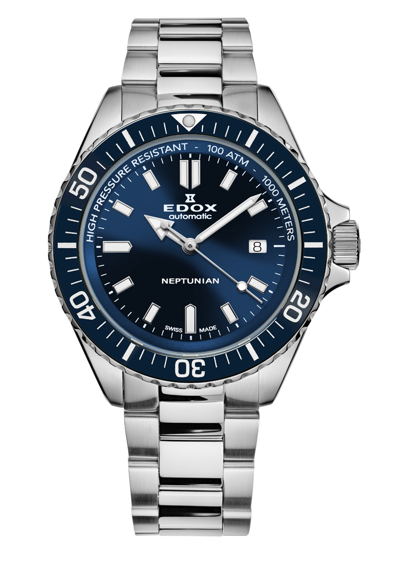 Edox Neptunian Automatic Blue Dial Mens Watch 80120 3bum Buf