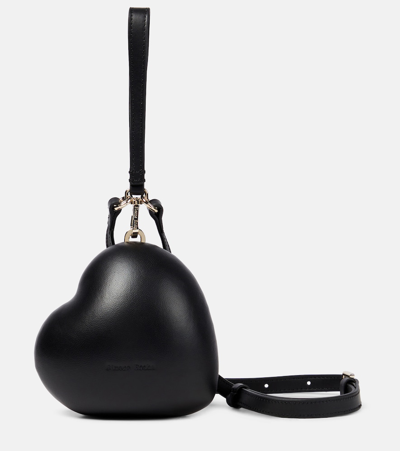 Simone Rocha Micro Heart Leather Shoulder Bag In Black