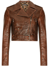 DOLCE & GABBANA CROPPED BUCKLED BIKER JACKET