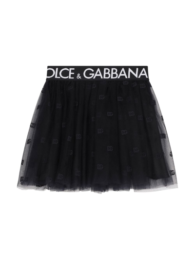 DOLCE & GABBANA LOGO-WAISTBAND TULLE SKIRT