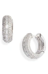 Nordstrom Pavé Cubic Zirconia Huggie Hoop Earrings In Clear- Silver