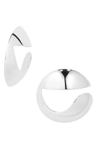 Coperni Logo Frontal Hoop Earrings In Silver