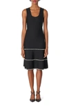 CAROLINA HERRERA IMITATION PEARL EMBELLISHED SLEEVELESS WOOL DRESS