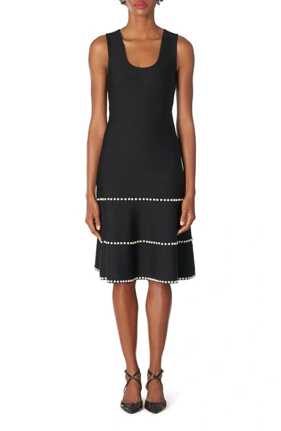 Carolina Herrera Knit Midi Dress With Pearlescent Embellishments In Black