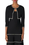 CAROLINA HERRERA IMITATION PEARL EMBELLISHED BOLERO SWEATER