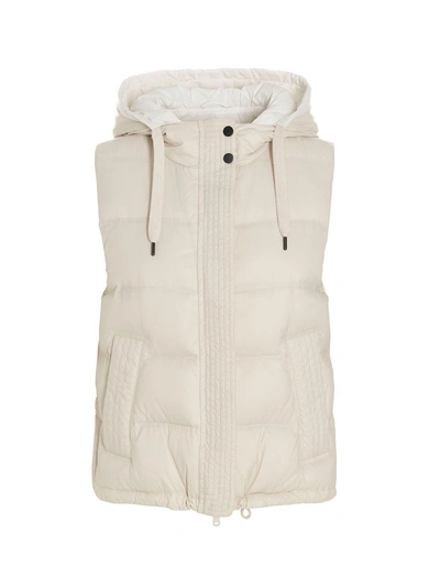 Brunello Cucinelli Quilted Puffer Vest With Hood In White