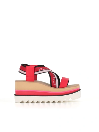 Stella Mccartney Sneak-elyse Striped Platform Sandals In Red