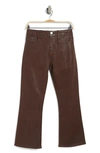 Frame Le Crop Coated Mini Bootcut Jeans In Dark Chocolate