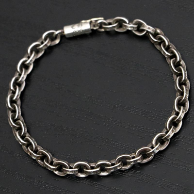 Pre-owned Chrome Hearts 7 Inch Paper Chain Bracelet In Silver 