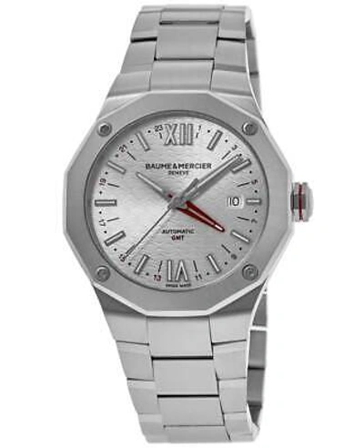 Pre-owned Baume & Mercier Riviera Gmt Automatic Silver Dial Steel Men's Watch 10658