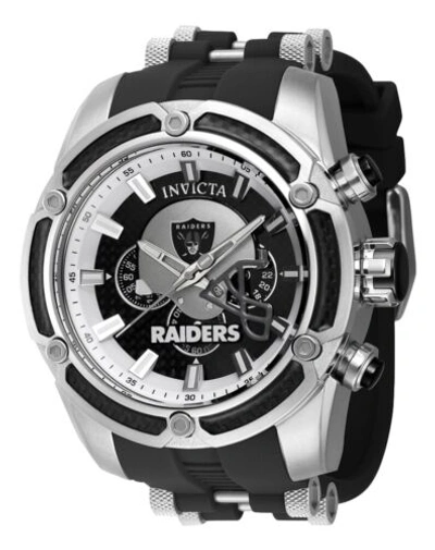 Pre-owned Invicta Nfl Las Vegas Raiders Men's 52mm Carbon Fiber Chronograph Watch 41903